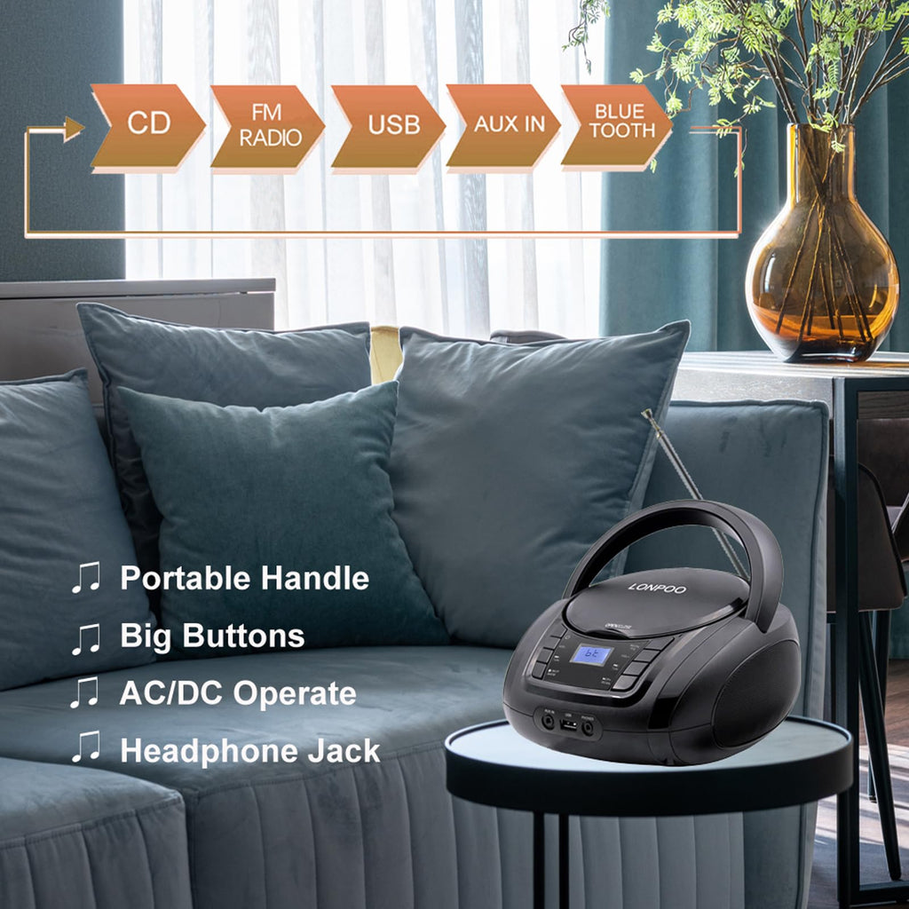 Portable CD Player Boombox with Speakers X6374