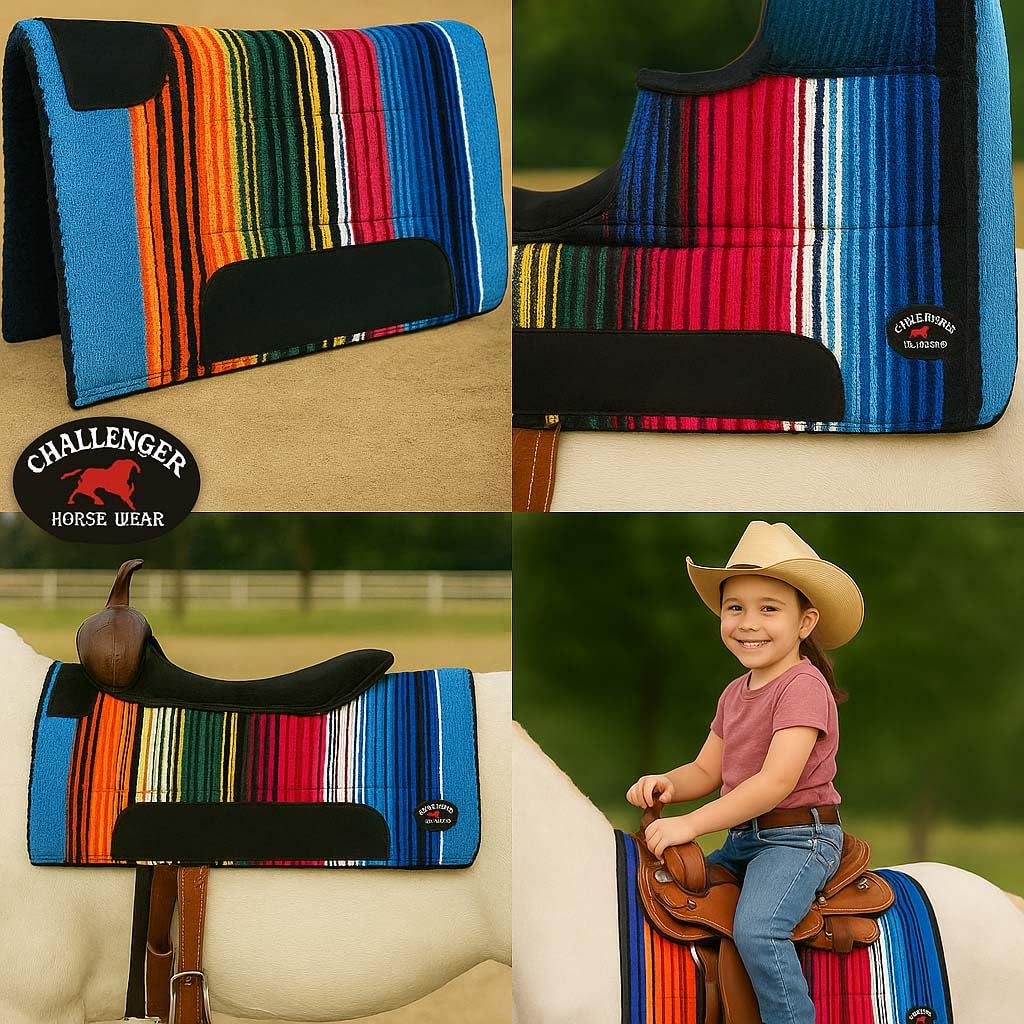 Multicolored Rainbow Faux Fur Lined Saddle Pad K112