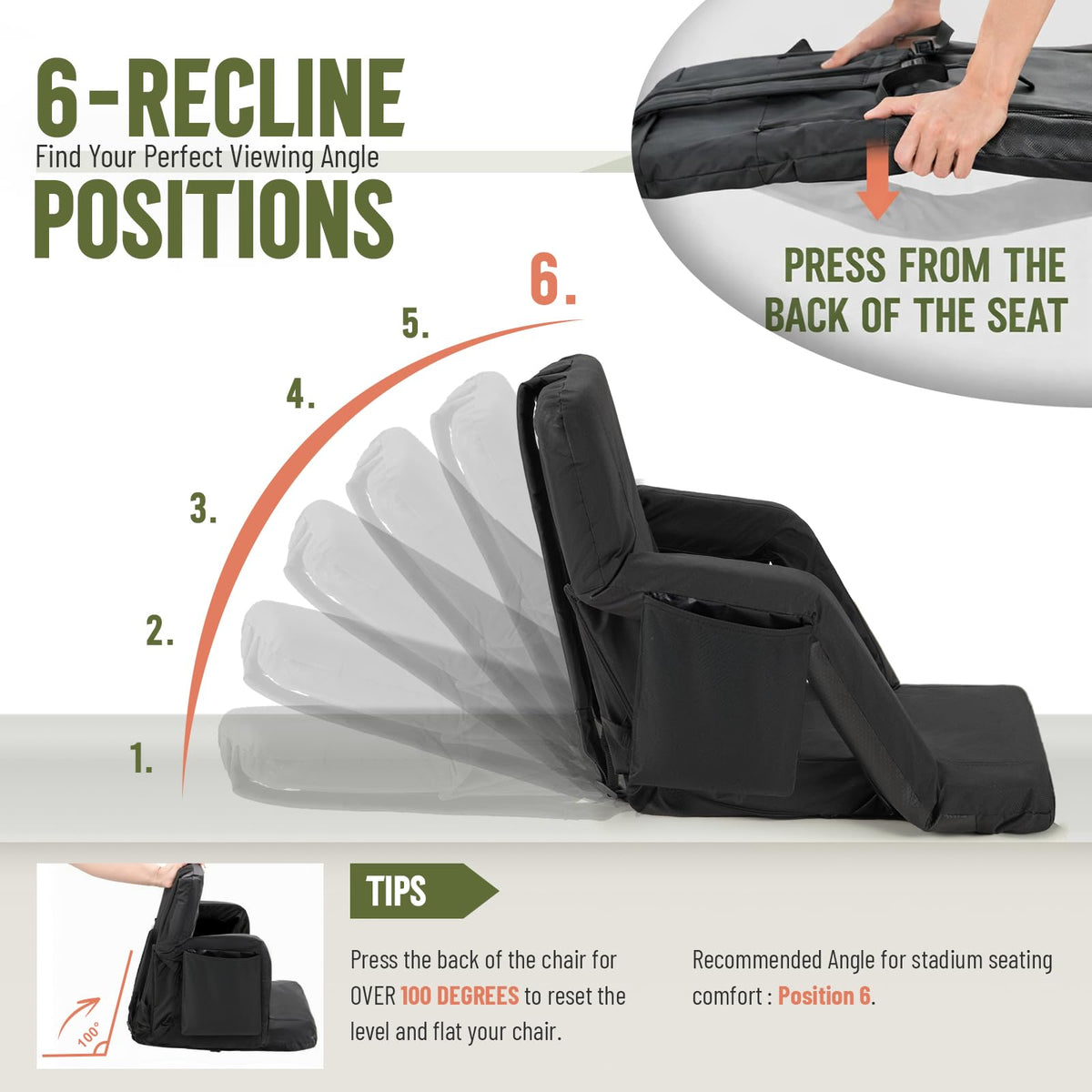 Stadium Seat with Back Support and Armrests Q223