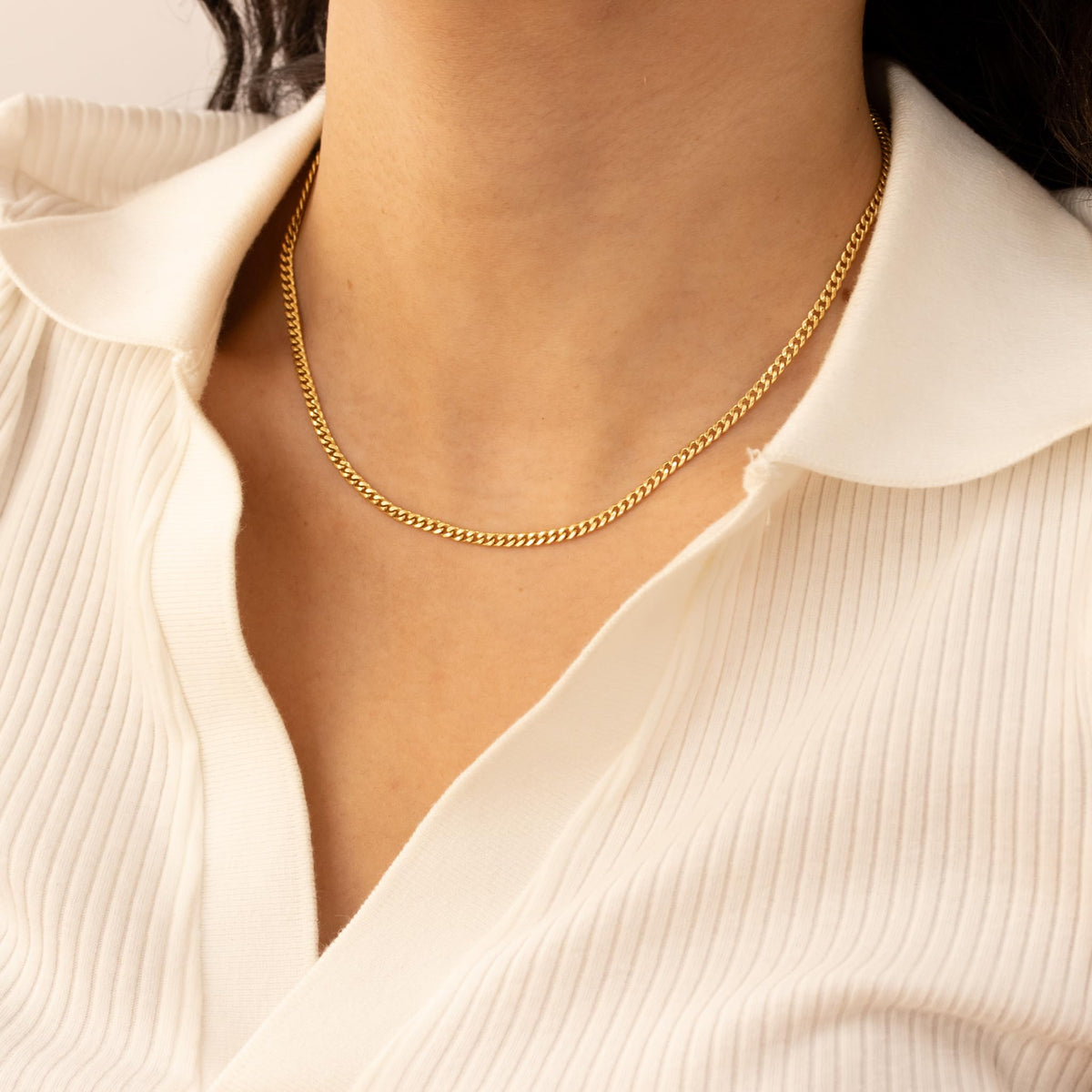 14k Gold Hollow Cuban Link Chain Necklace P460188