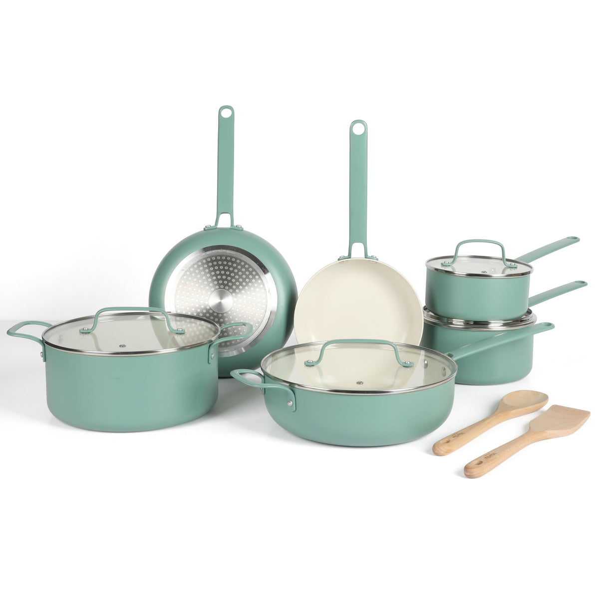 12 Piece Nonstick Ceramic Aluminum Cookware Set Teal K837714