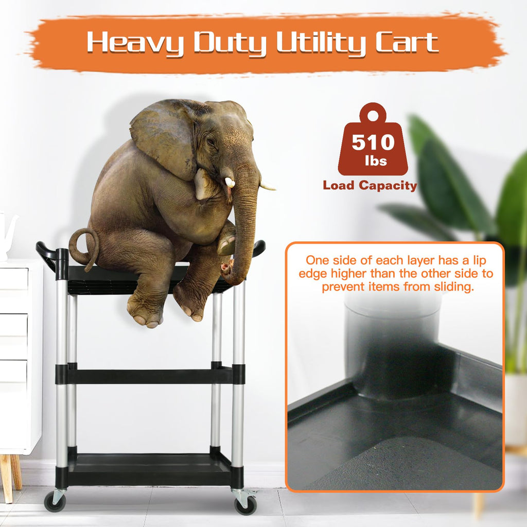 3-Tier Rolling Utility Cart with Lockable Wheels E787