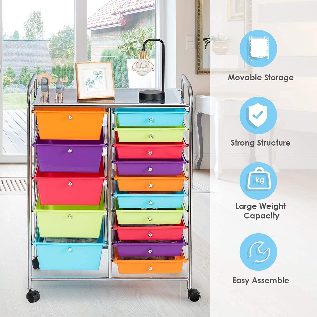 15 Drawer Rolling Storage Cart W2105