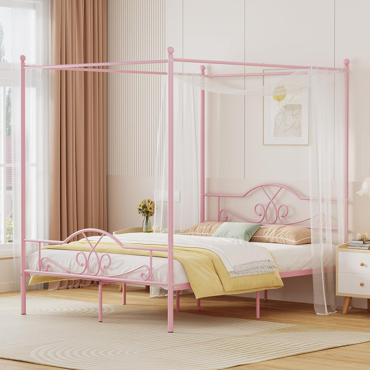 Full Size Canopy Bed Frame with 4 Posters B85029