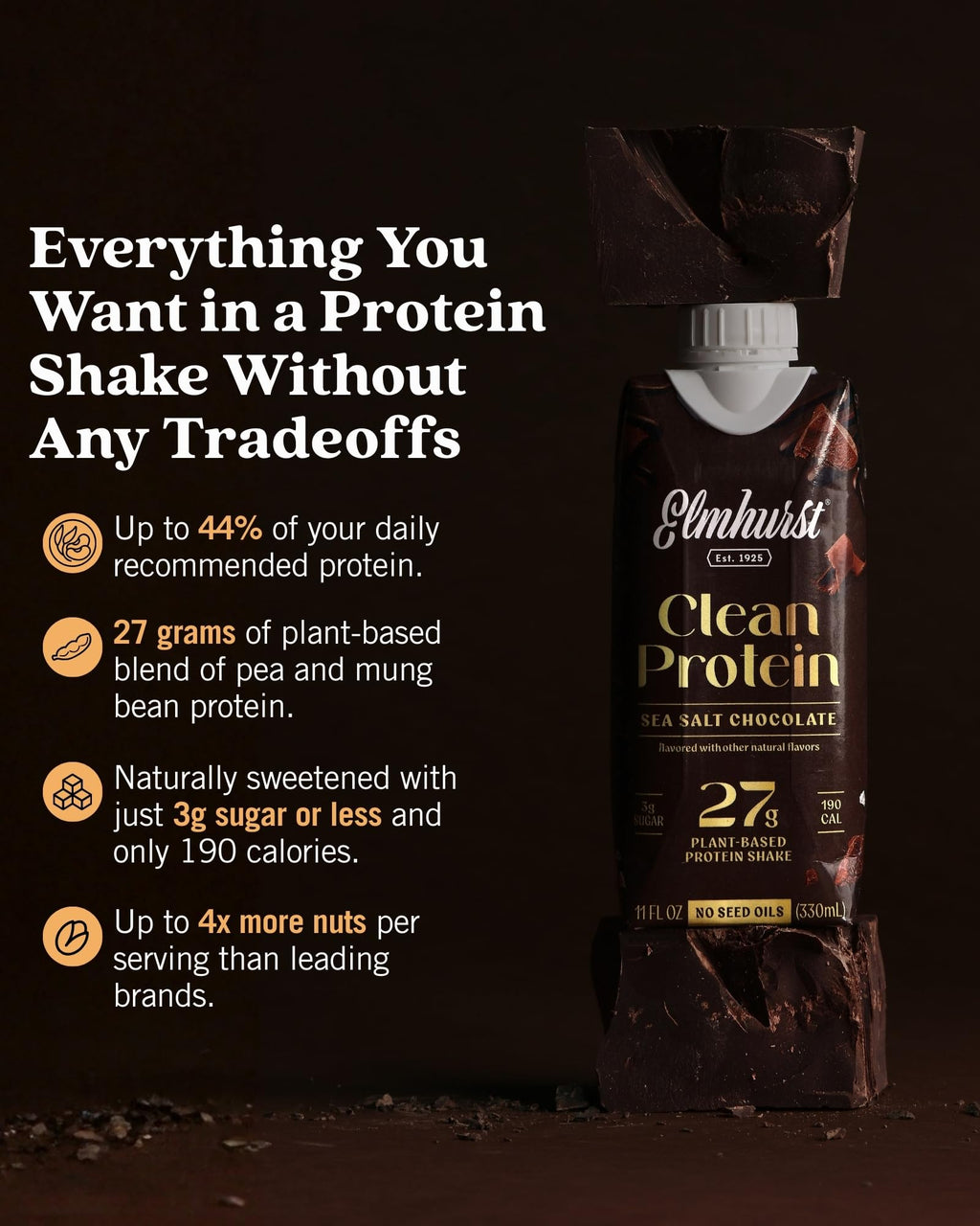 Sea Salt Chocolate Vegan Protein Shakes 11 Ounce 12-Pack F4434