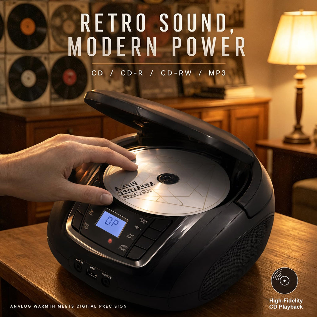 Portable CD Player Boombox with Speakers X6374