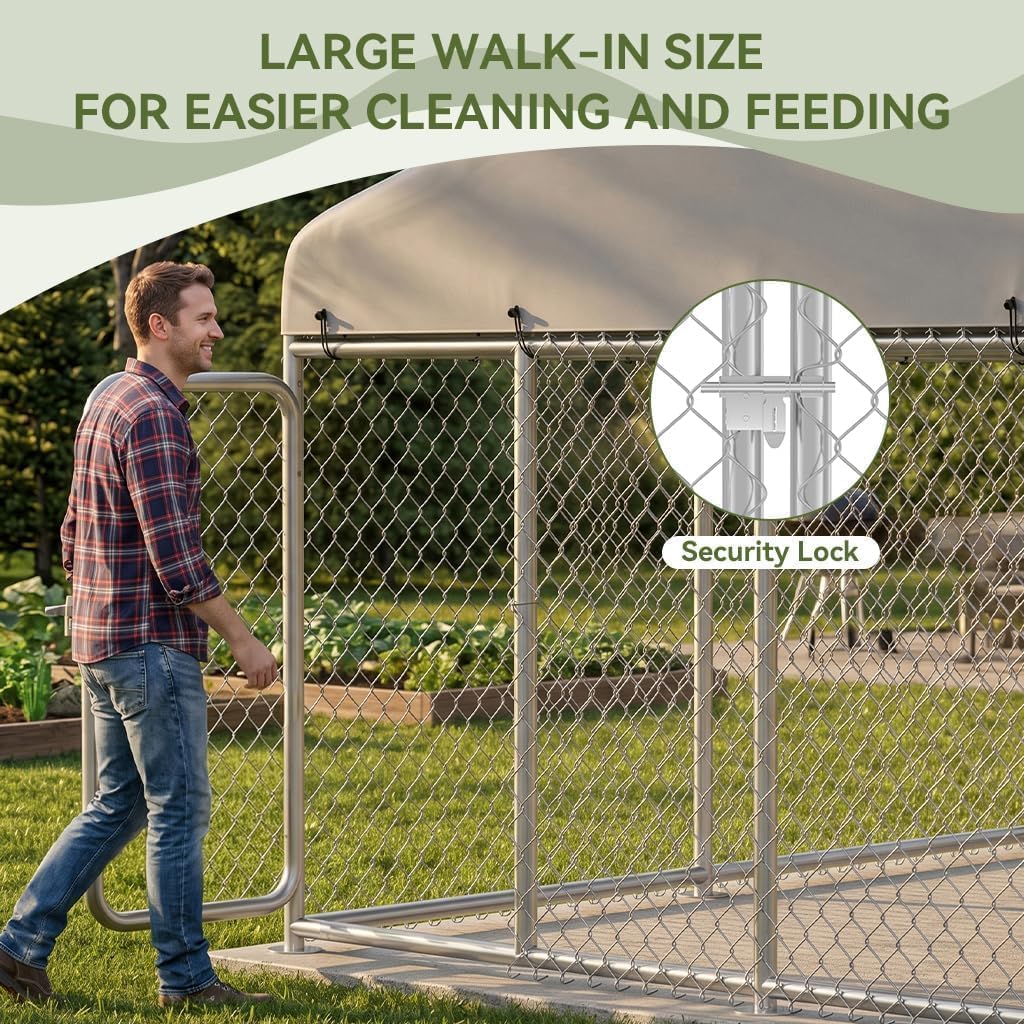 7.55x7.55ft Metal Outdoor Dog Kennel with Roof H3223