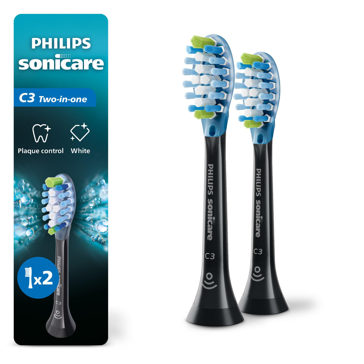 Black 2 Pack Replacement Electric Toothbrush Heads K287323