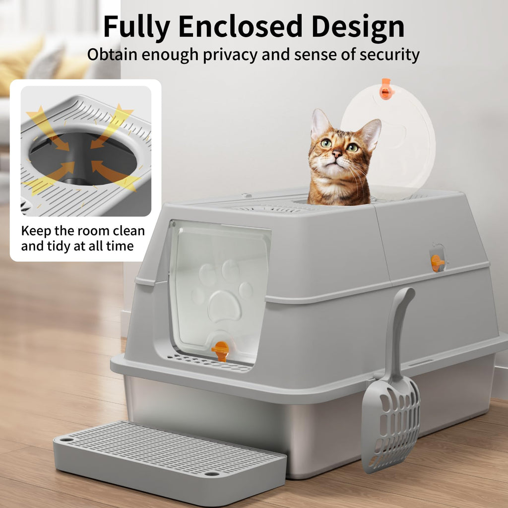 Stainless Steel XL Cat Litter Box with Lid T797