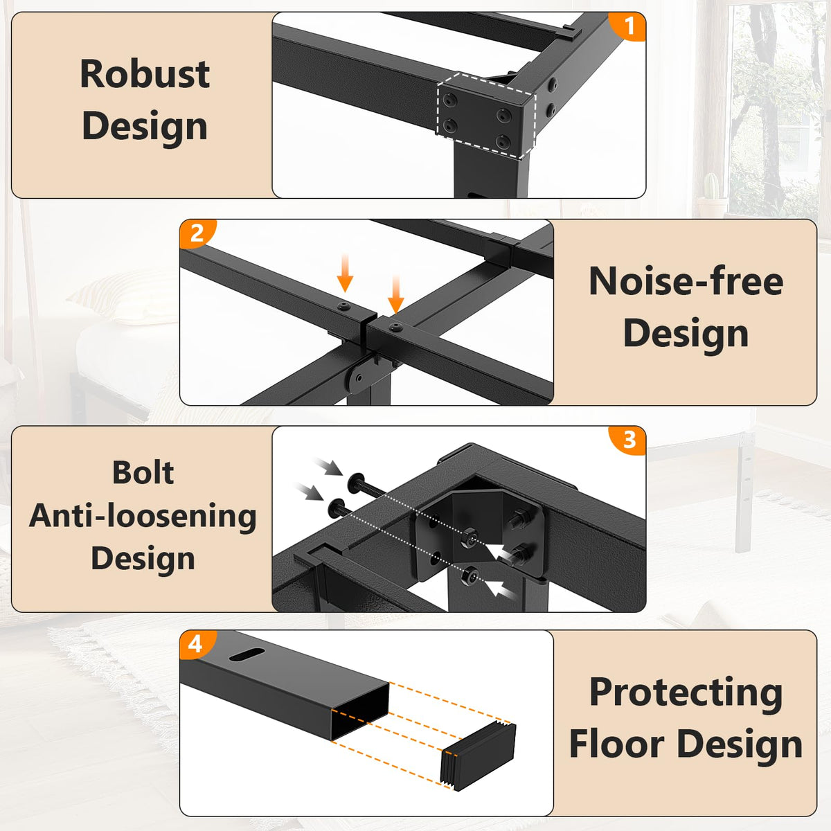 14 Inch Queen Metal Platform Bed Frame with Underbed Storage V4126