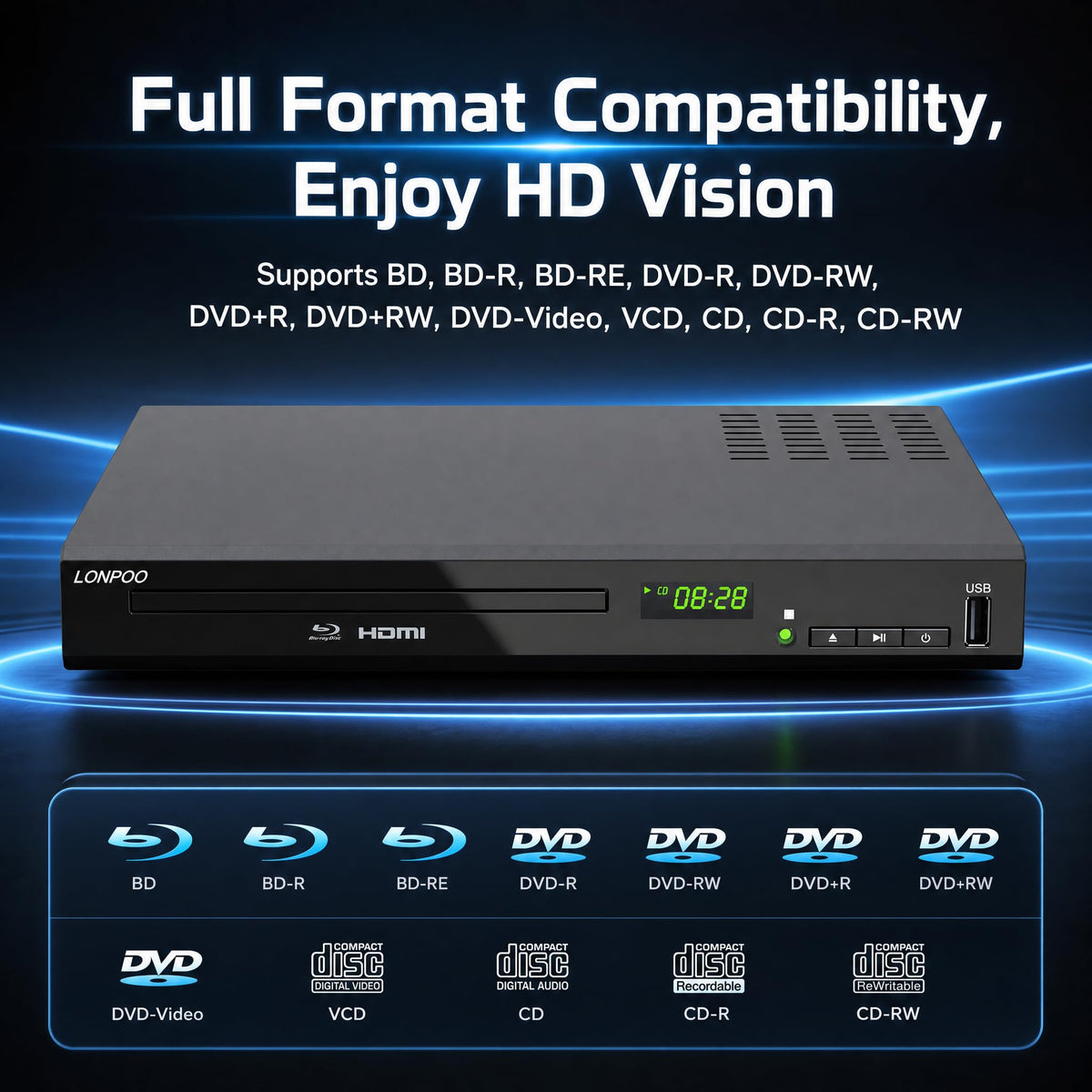 Full HD DVD Player HDMI with Dolby Digital TrueHD/DTS G368