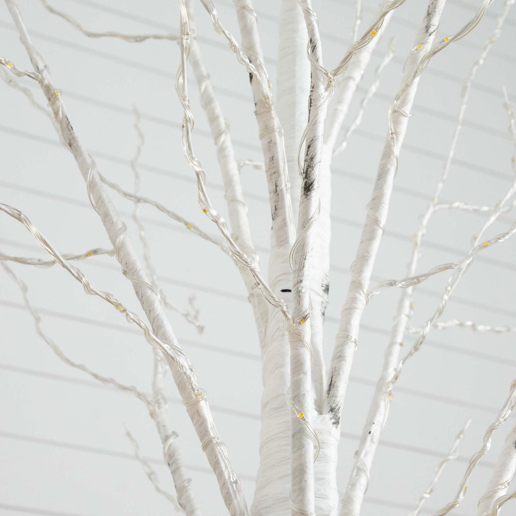 7-FT Pre-lit Artificial White Birch Tree with LED Lights P7446