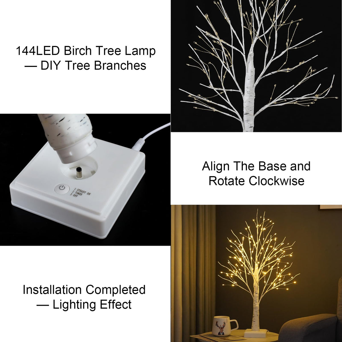 144 LED Birch Tree Lights with Remote Control E3882