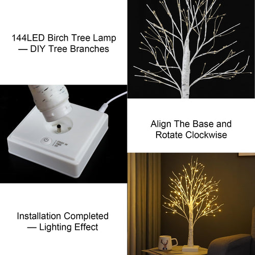 144 LED Birch Tree Lights with Remote Control E3882