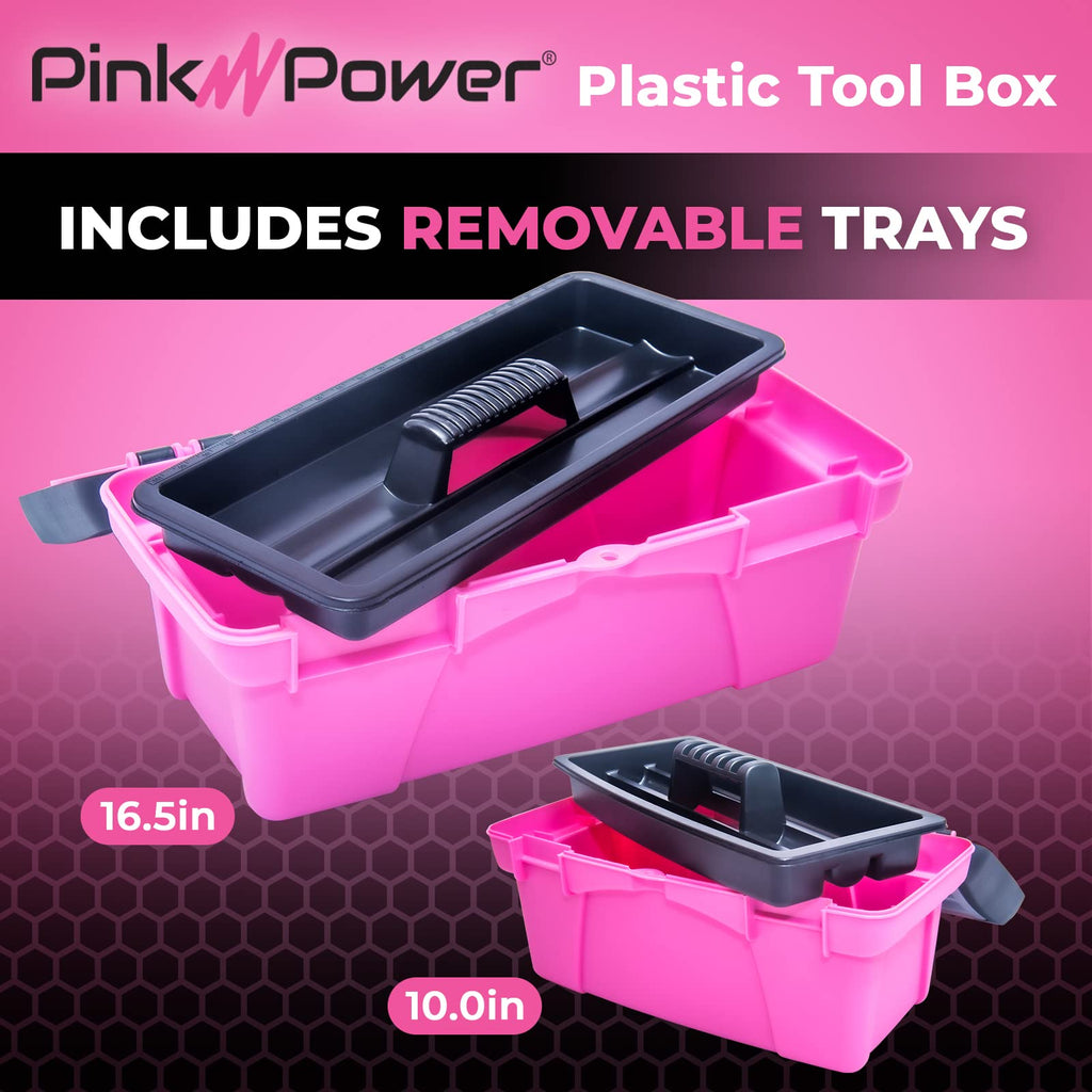Pink Plastic Tool Box with Handle 2 Pack C9113