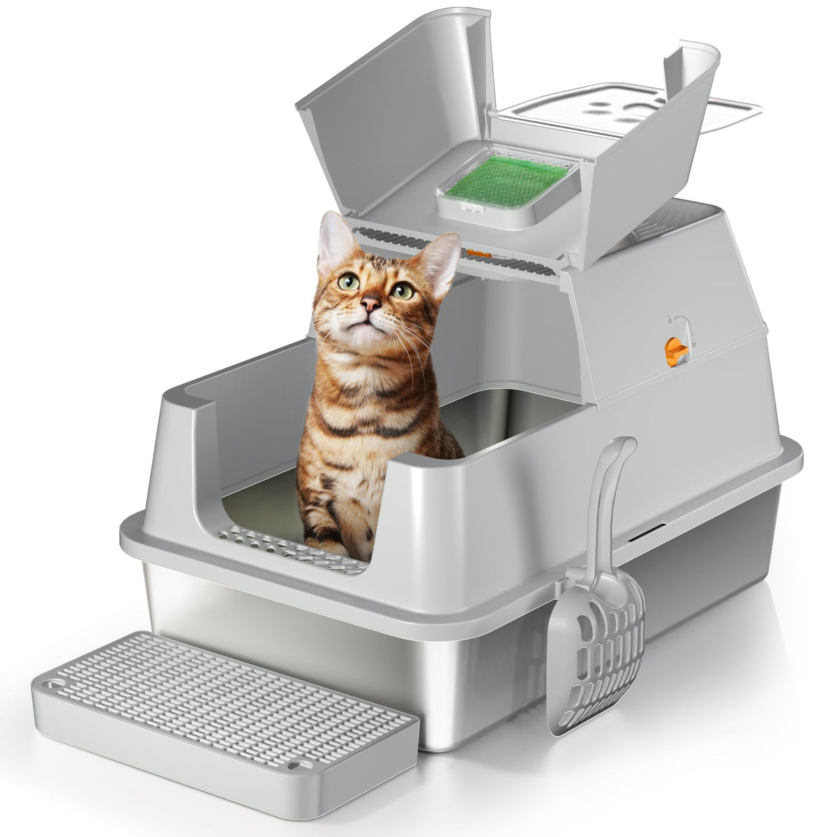 Stainless Steel XL Cat Litter Box with Lid T797