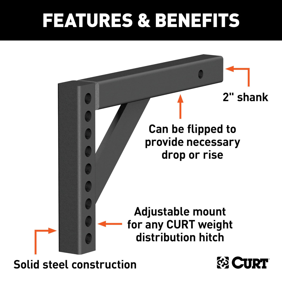 Replacement Weight Distribution Hitch Shank, 2-Inch Receiver, 6-Inch Drop Z57343