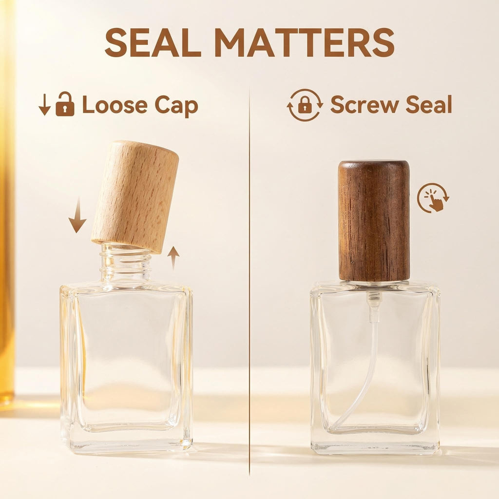 2 Pcs 15ml Clear Mini Glass Perfume Bottle with Wood Lid V56547