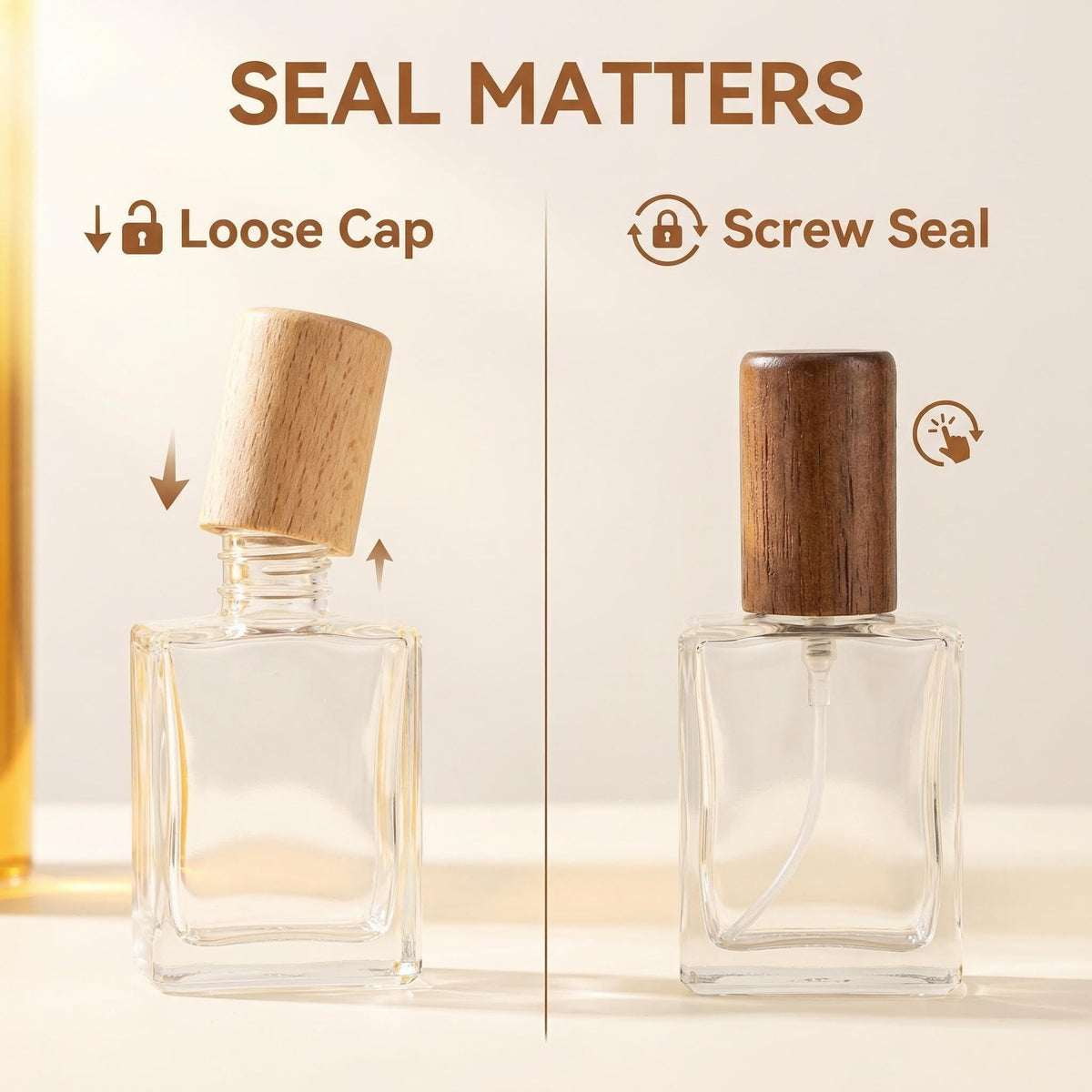 2 Pcs 15ml Clear Mini Glass Perfume Bottle with Wood Lid V56547