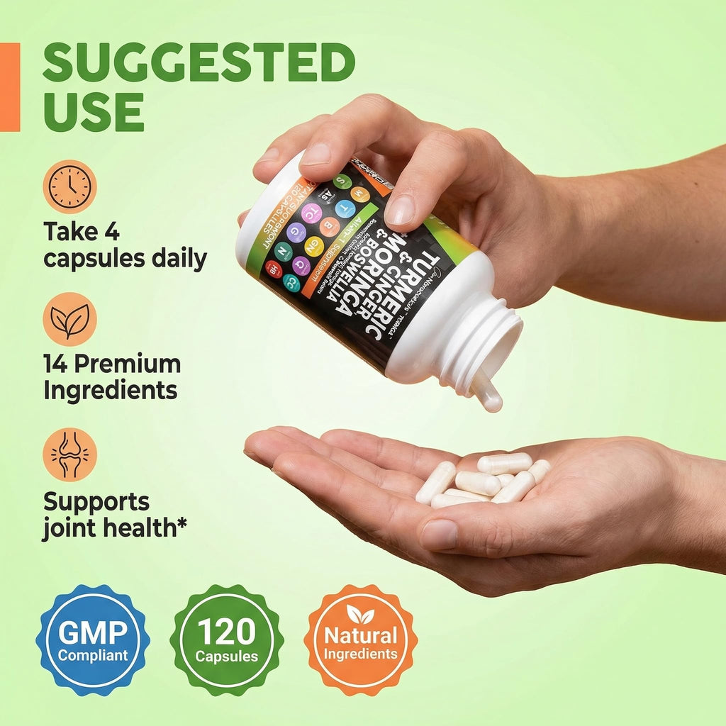 Turmeric Moringa Ginger Boswellia Saffron Supplement B25802