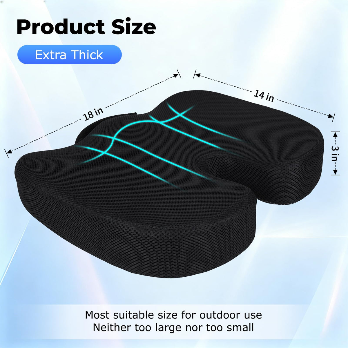 Breathable Mesh 18x14x3 inches Stadium Seat Cushions L75881