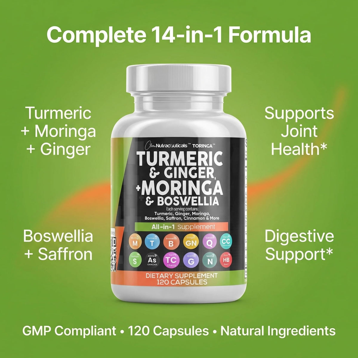 Turmeric Moringa Ginger Boswellia Saffron Supplement B25802