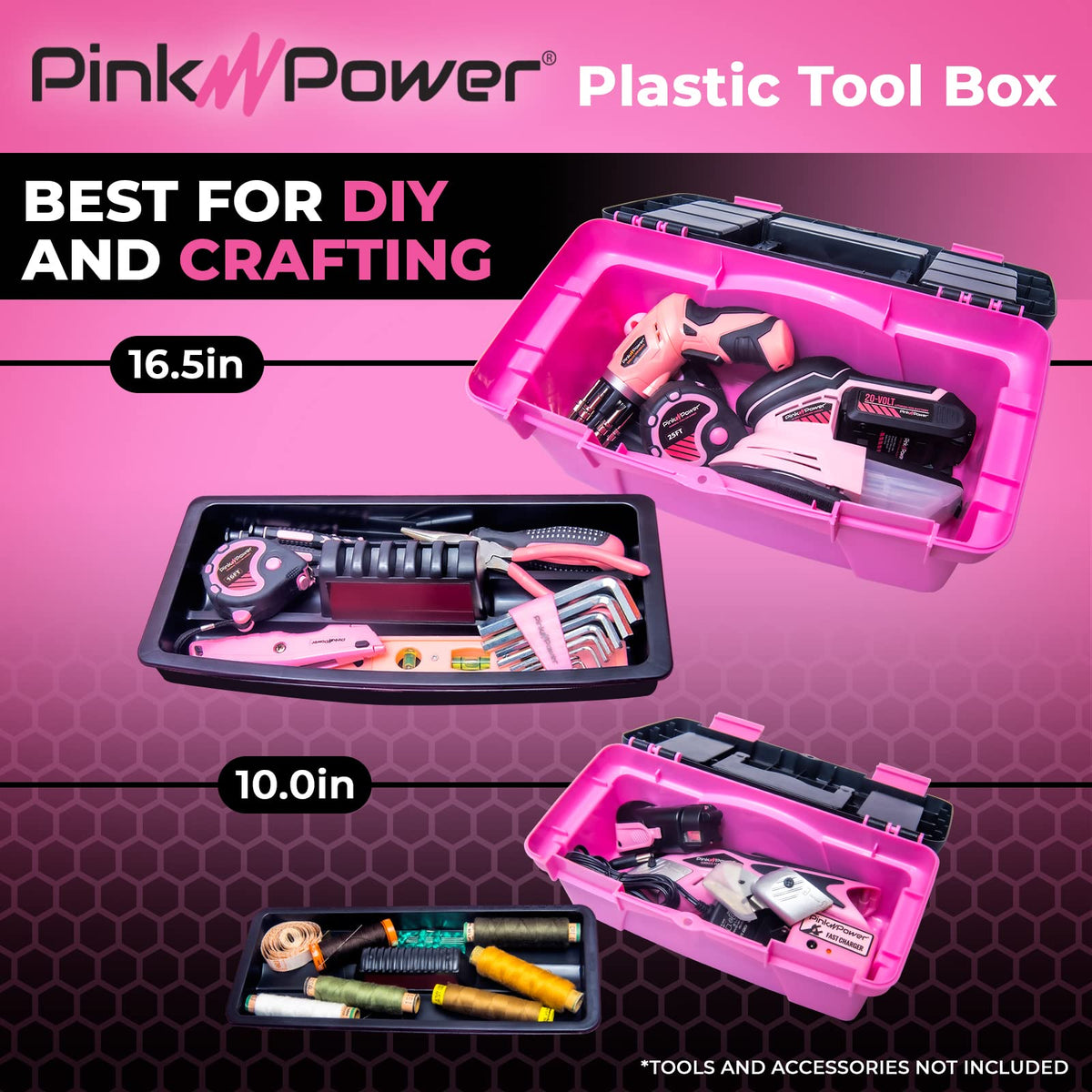 Pink Plastic Tool Box with Handle 2 Pack C9113