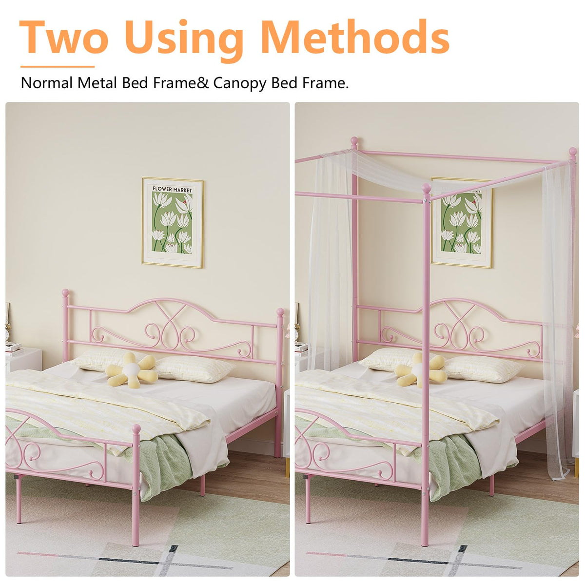 Full Size Canopy Bed Frame with 4 Posters B85029