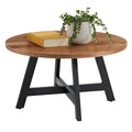 Round Wood Top Metal Base Coffee Table I883913
