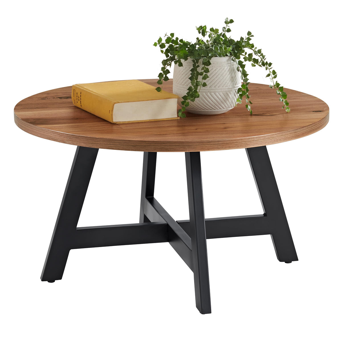 Round Wood Top Metal Base Coffee Table I883913