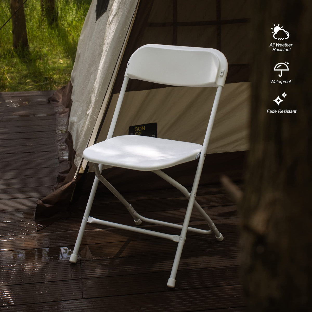 6 Pack White Plastic Folding Chair with Steel Frame L199270