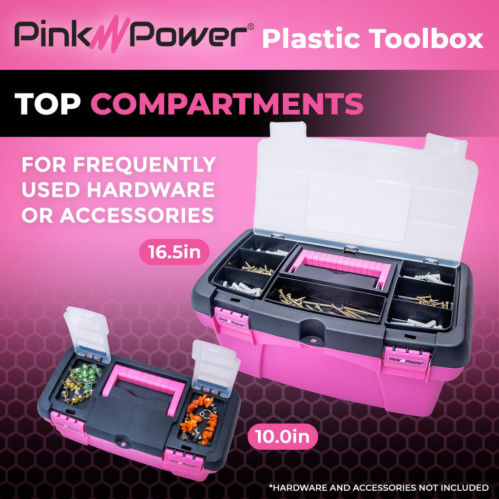 Pink Plastic Tool Box with Handle 2 Pack C9113
