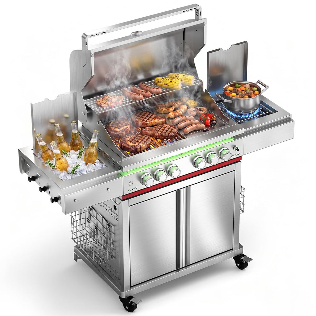 Heavy-duty SUS304 Stainless Steel 6-Burner Propane Gas Grill N786