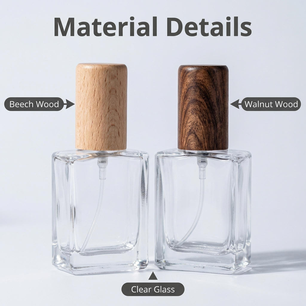 2 Pcs 15ml Clear Mini Glass Perfume Bottle with Wood Lid V56547