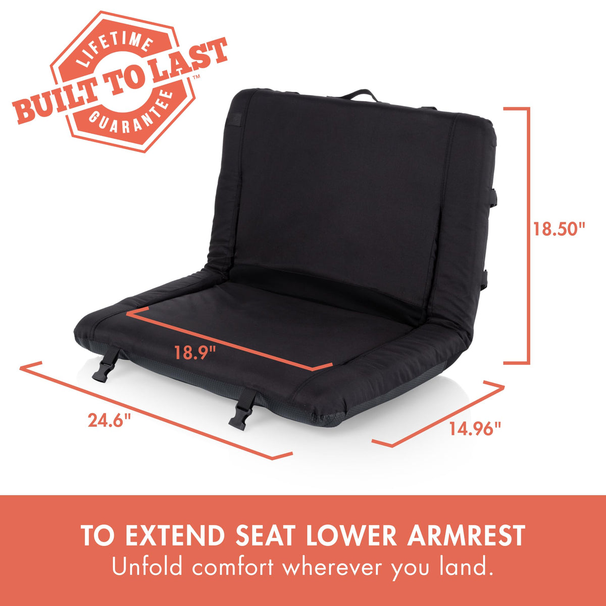 Portable Reclining Stadium Seat with Back Support, Black L783