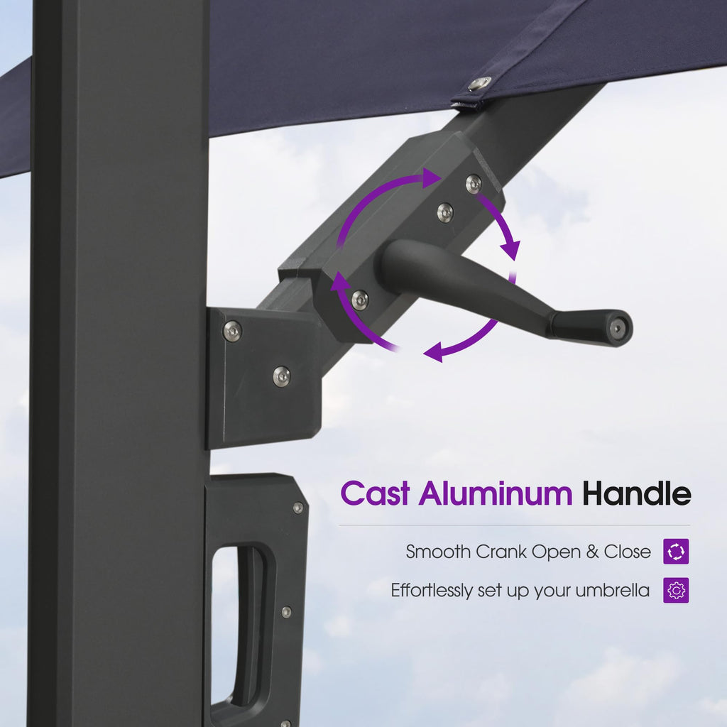 Navy Blue 10' X 13' Dual-Top Cantilever Umbrella with Base E9700