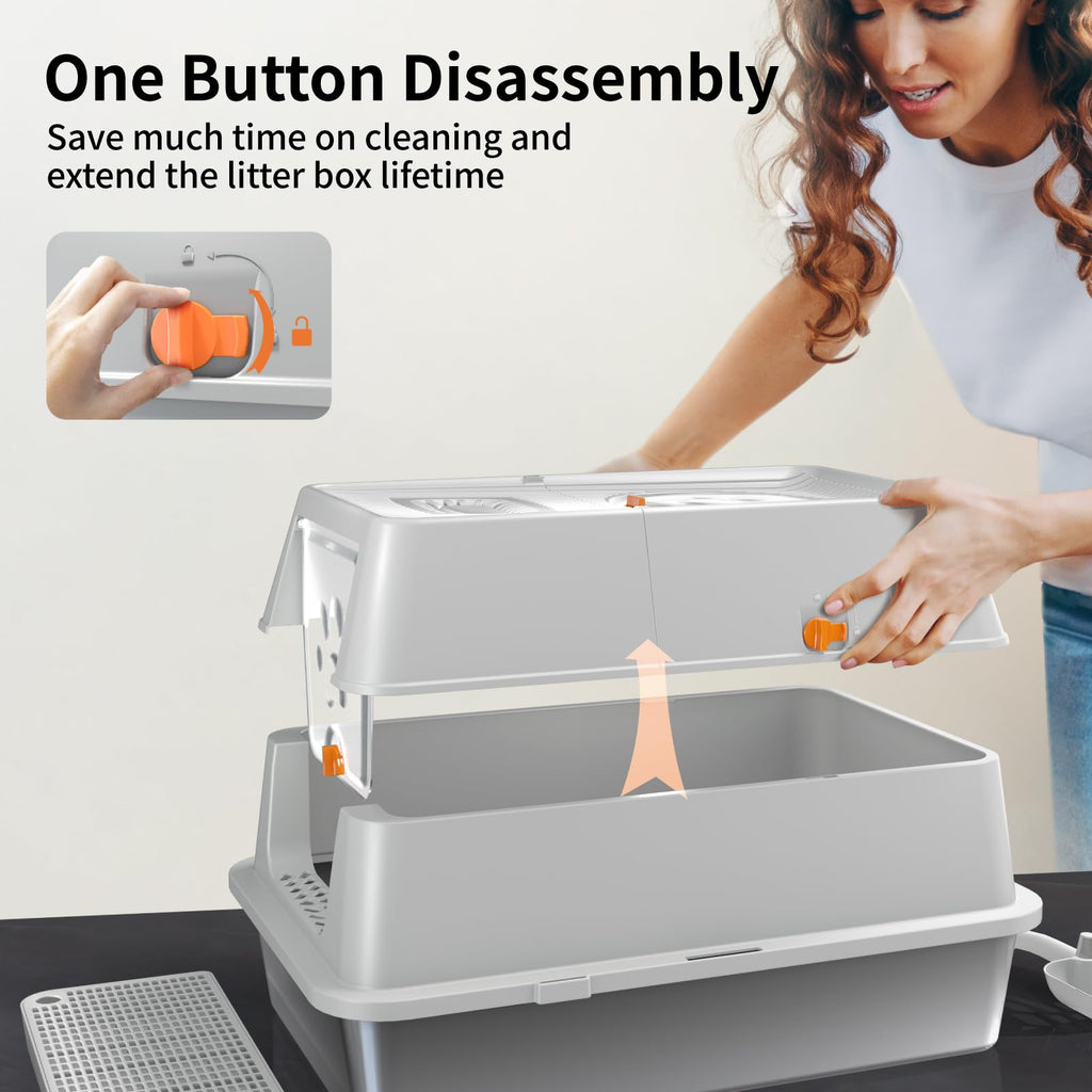 Stainless Steel XL Cat Litter Box with Lid T797