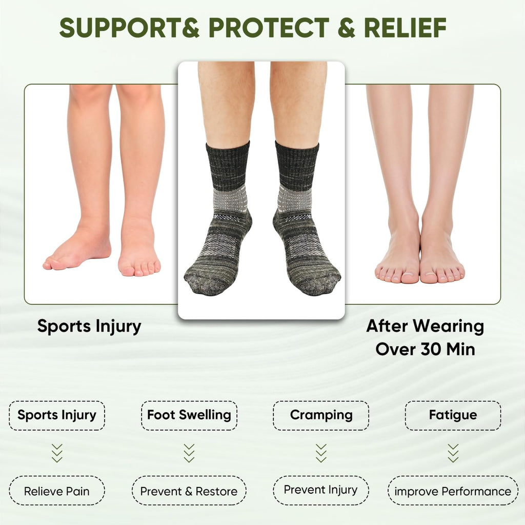 Compression Ankle Support Crew Socks 3 Pairs I456