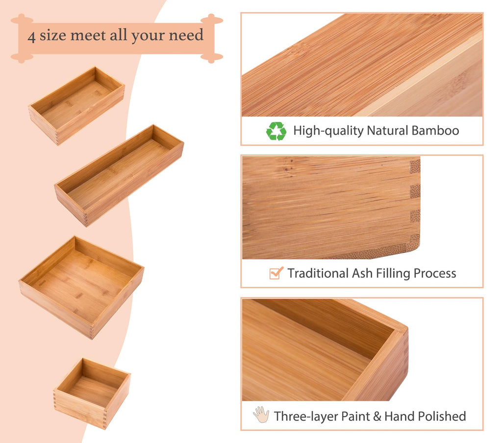 Bamboo Organizer Storage Boxes 4"*4" M525