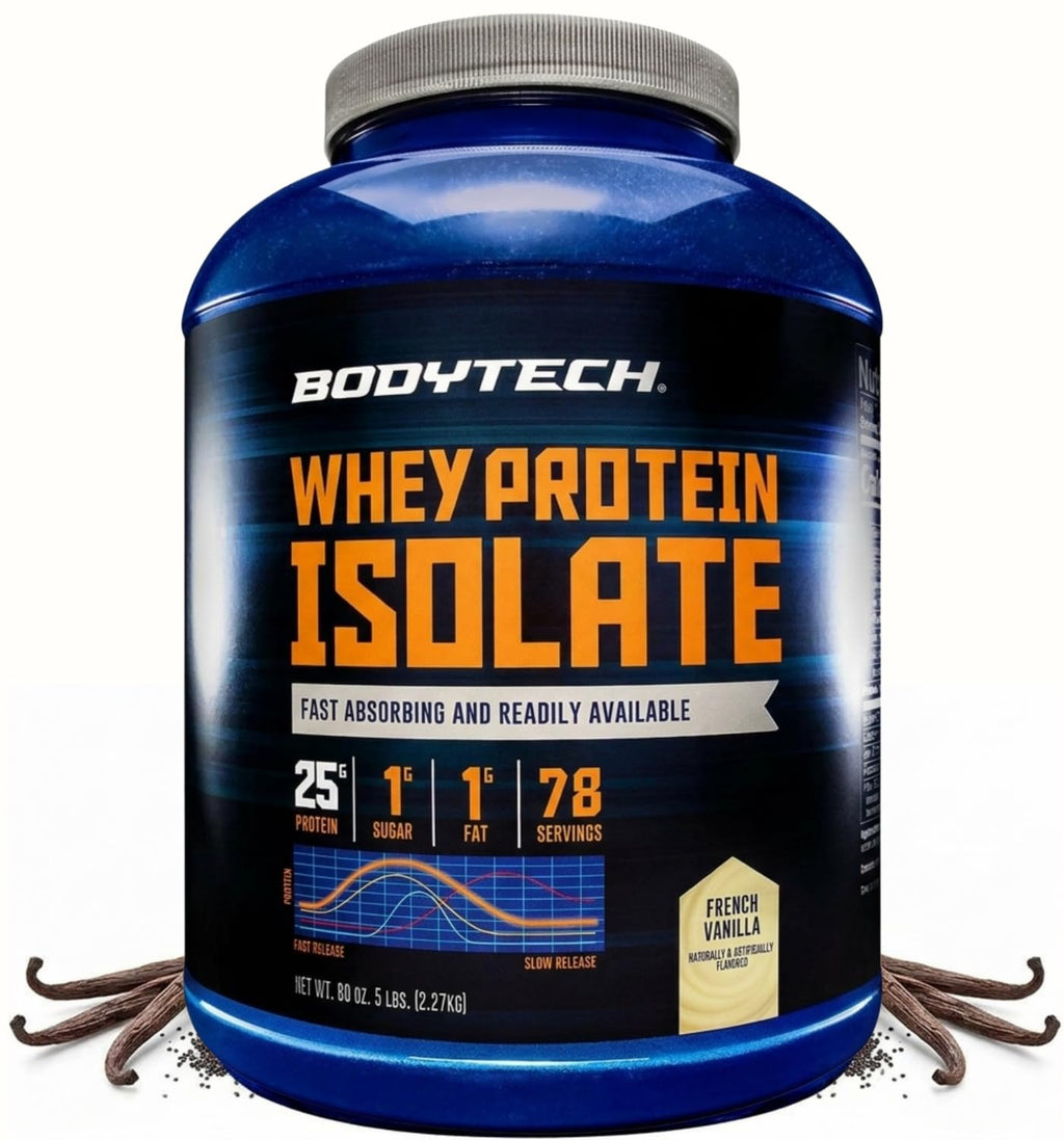 Whey Protein Isolate Powder, French Vanilla, 5 lb P47316
