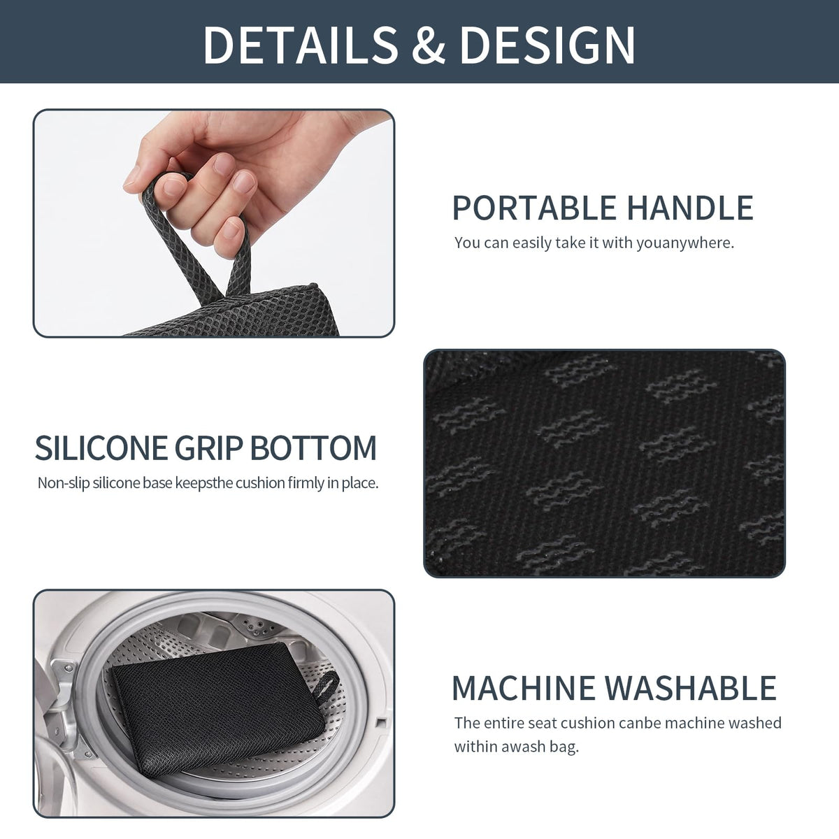 Portable Extra Thick Stadium Seat Cushion 2 Pack Gray M487