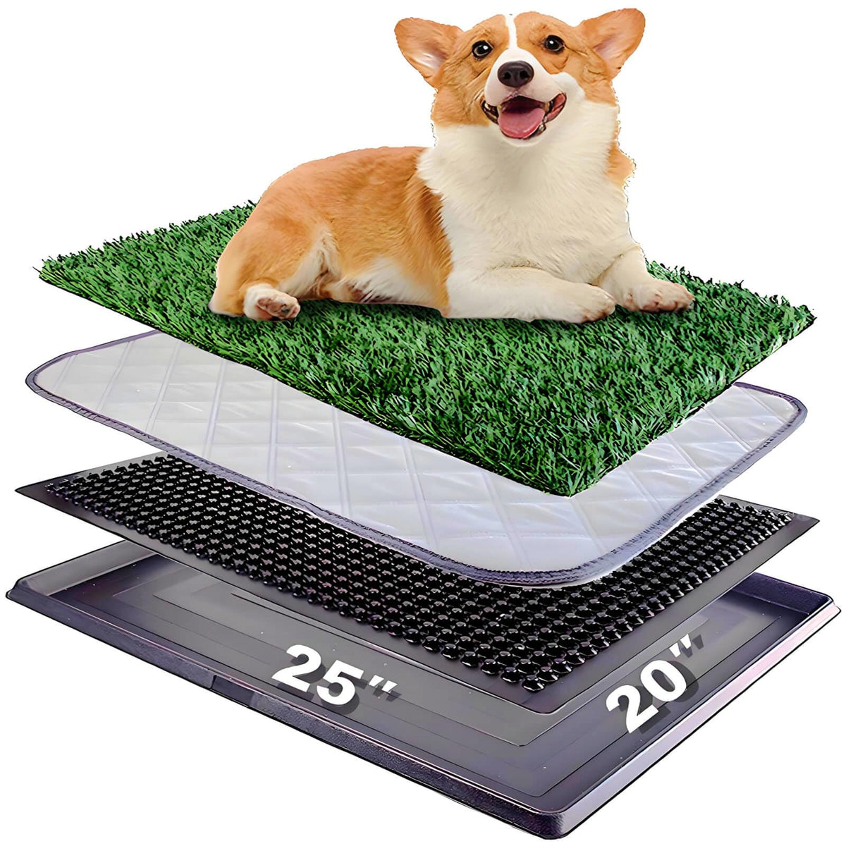 Portable Dog Grass Pad with Tray & 2 Replacement Grass Pads T70604