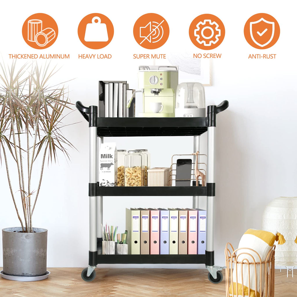 3-Tier Rolling Utility Cart with Lockable Wheels E787