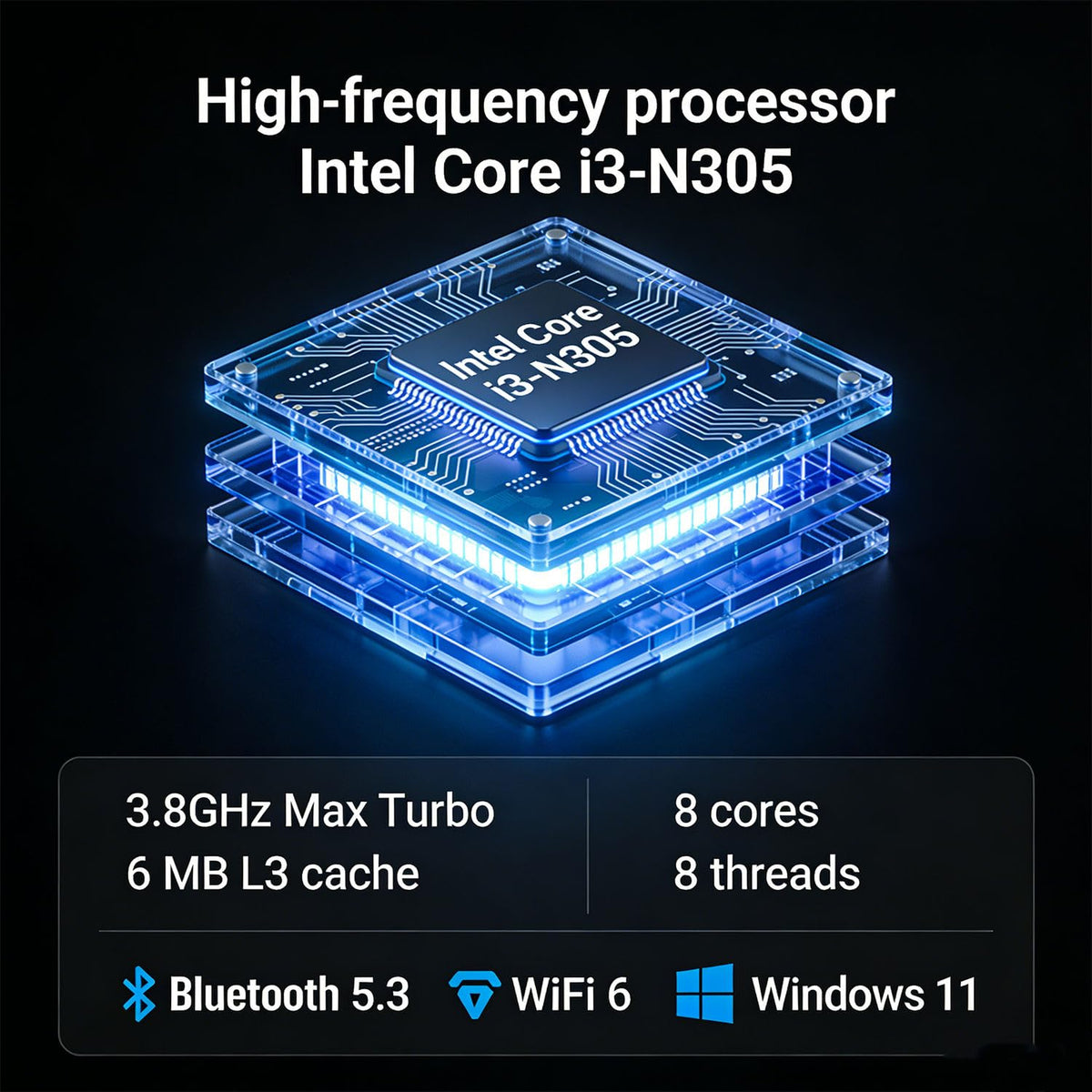 15.6" FHD Laptop with Fingerprint Reader, Intel Core i3, 8GB RAM, 256GB SSD U869817