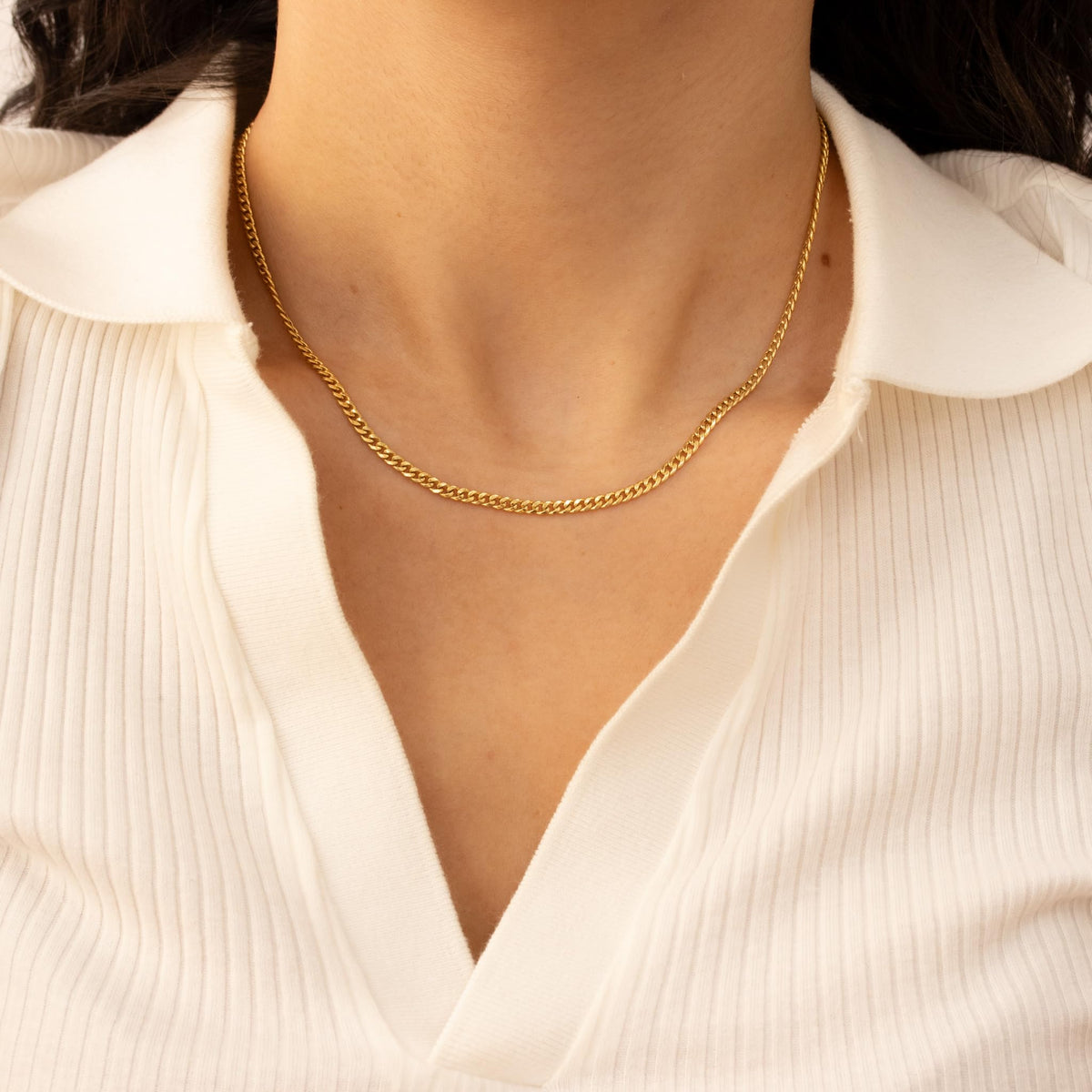 14k Gold Hollow Cuban Link Chain Necklace P460188