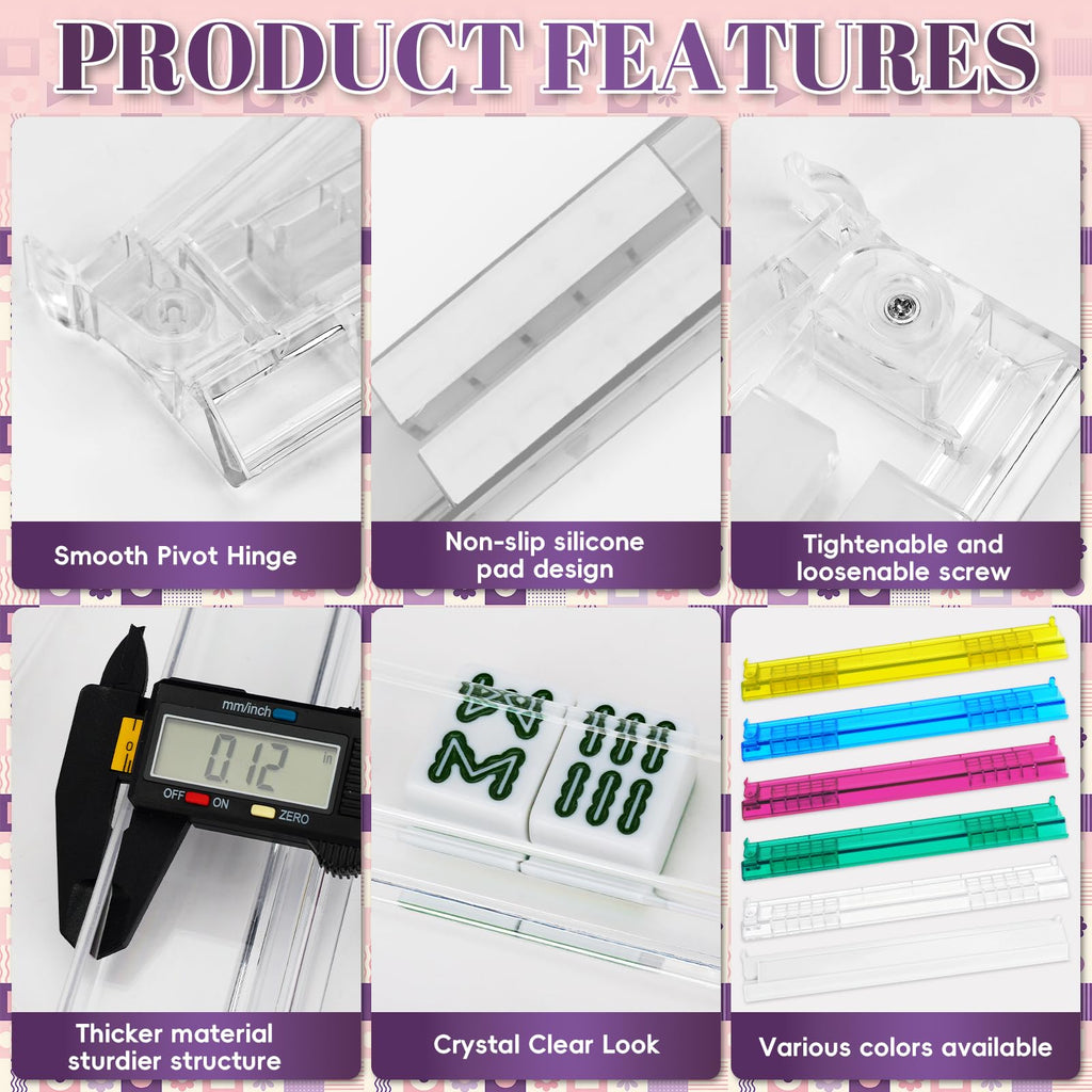 4 Pack Non-Slip Acrylic Mahjong Racks with Pushers L9065