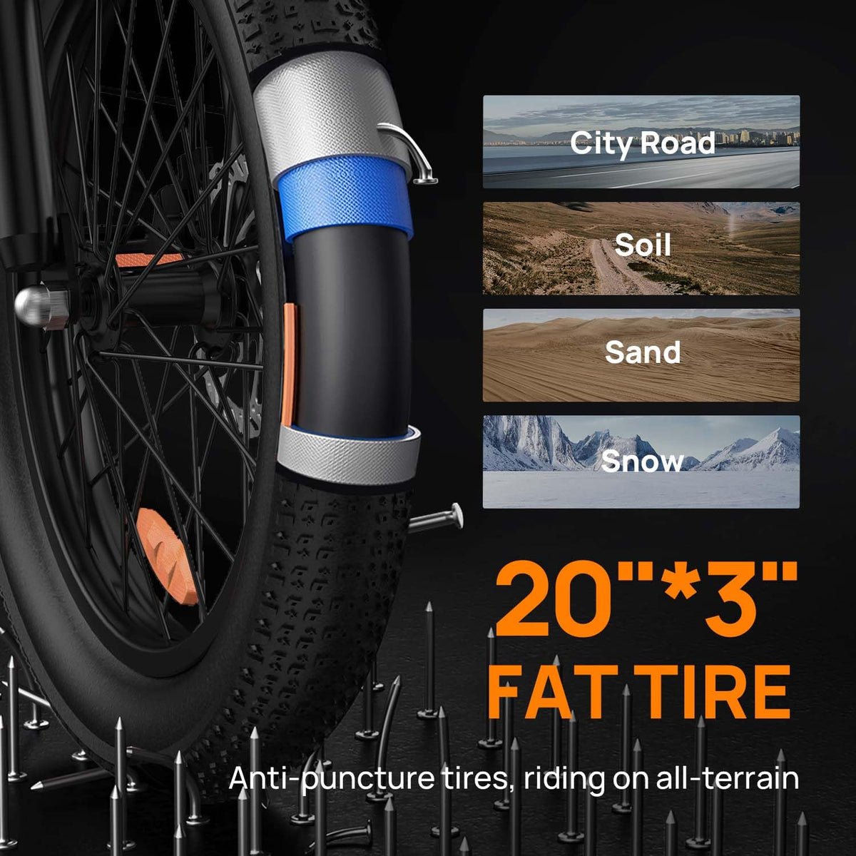 20" Fat Tire Electric Bike with 1000W Motor S36937