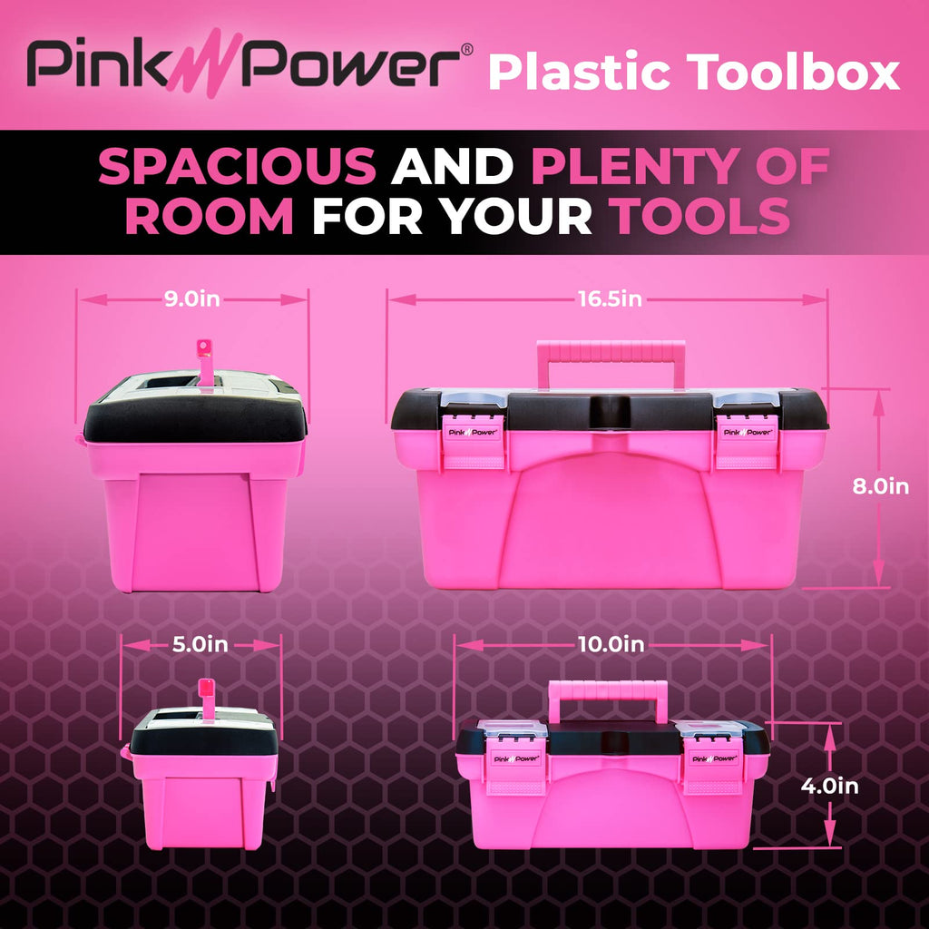 Pink Plastic Tool Box with Handle 2 Pack C9113