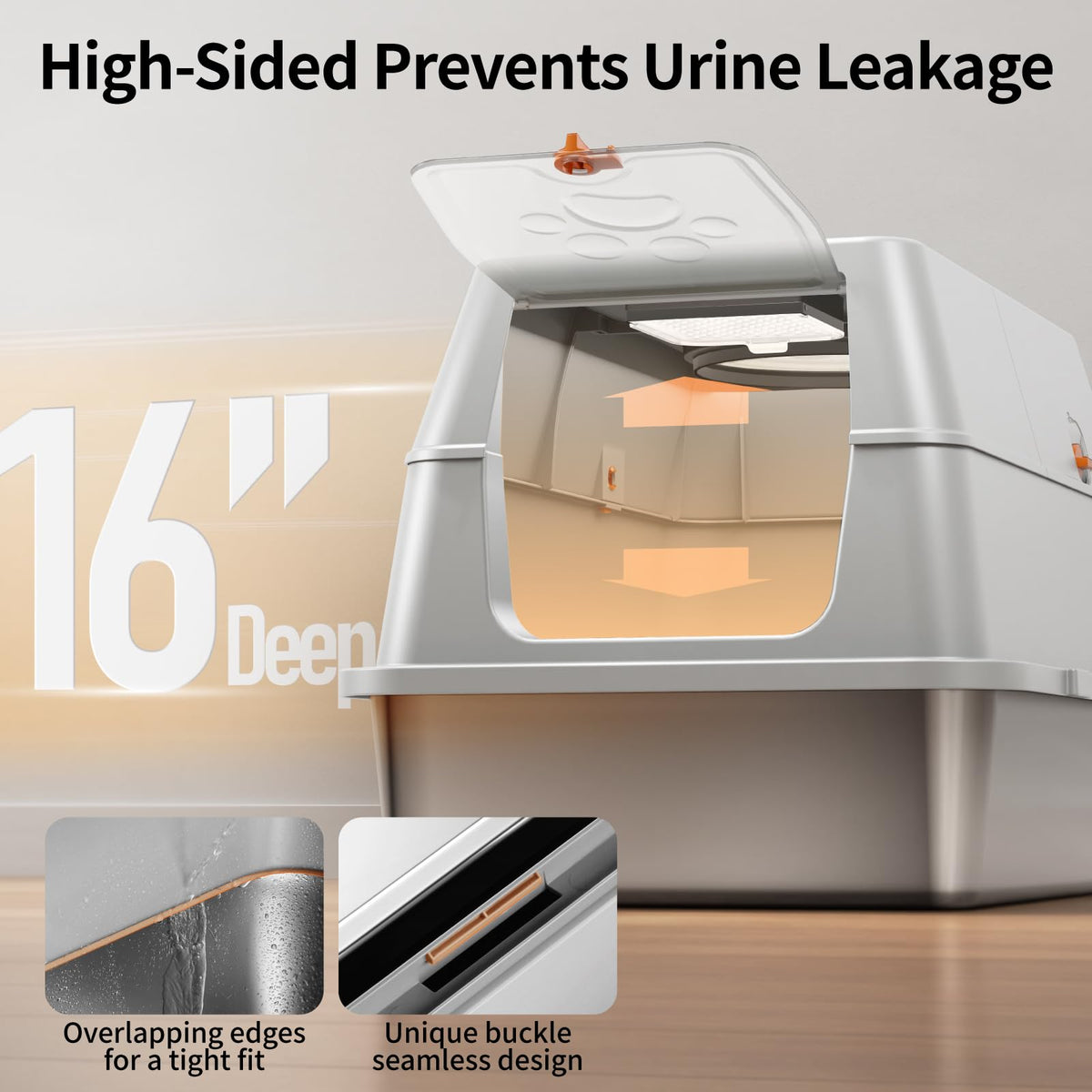 Stainless Steel XL Cat Litter Box with Lid T797