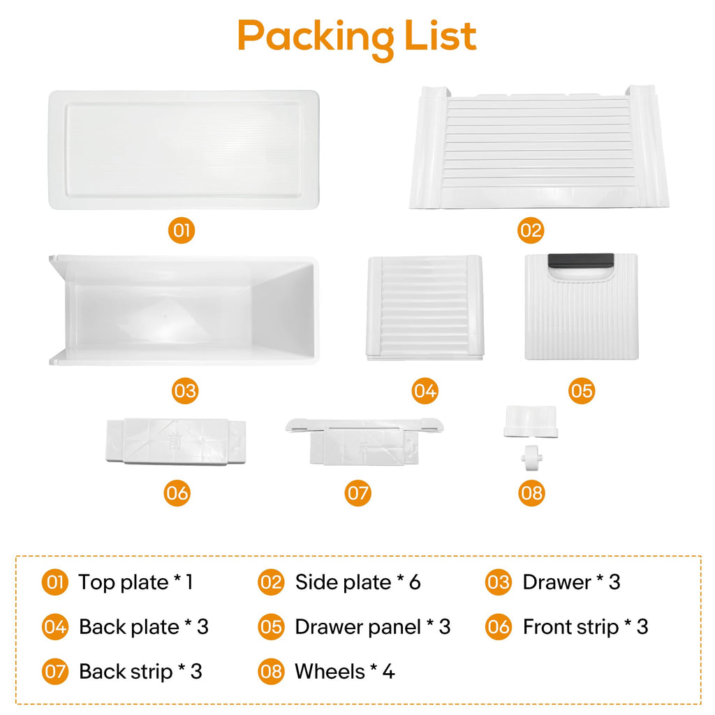 White 3 Drawer Slim Bathroom Cabinet J382